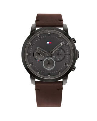 Orologio Uomo TOMMY HILFIGER JAMESON 1791799 Pelle Marrone Nero Dual TIme