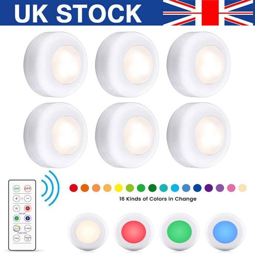 3/6X LED Closet Lights RGB 16 Colors Wireless Puck Lights Under Lighting eBay
