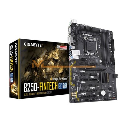 1PC Gigabyte GA-B250-FINTECH LGA1151   ATX 12 PCIe 3.0 12 GPU Motherboard #A6-3