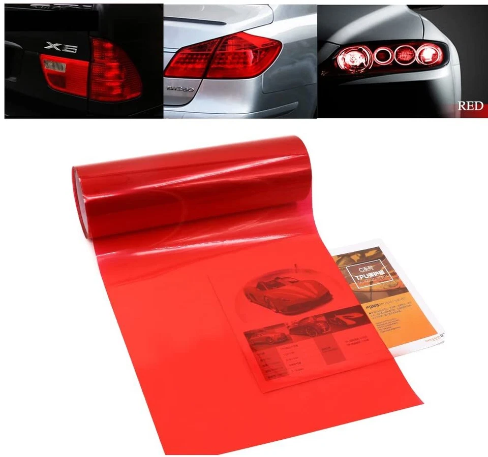 Calcomanía adhesiva envoltura vinilo película tinte protección luz trasera lámpara antiniebla coche 12x48" - ROJO Foto 4 de 4