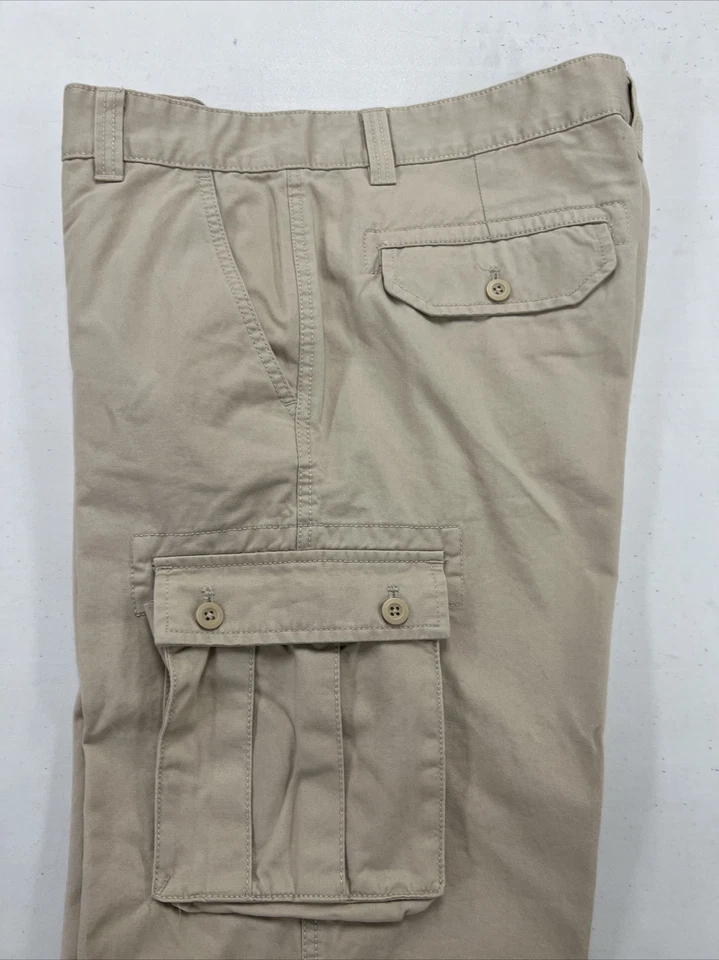 Bass Men's Beige Solid Cotton Cargo Khaki Pants 36X30 $98 - Image 2 of 4