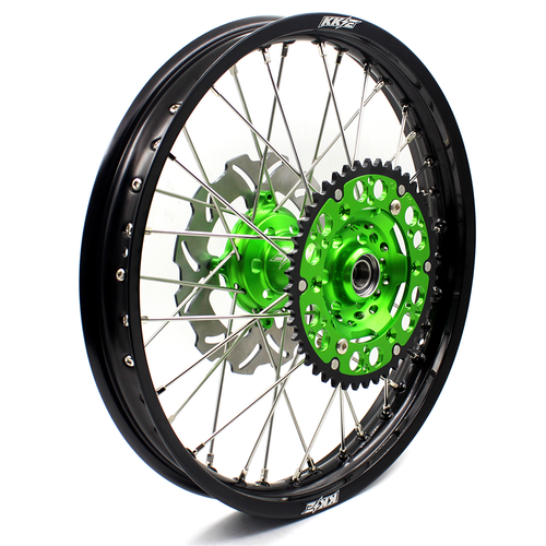 KKE 21/19 MX Spoked Wheels Rims Fit Kawasaki KX125 KX250 2003-2005 CNC Green Hub - Bild 3 von 13