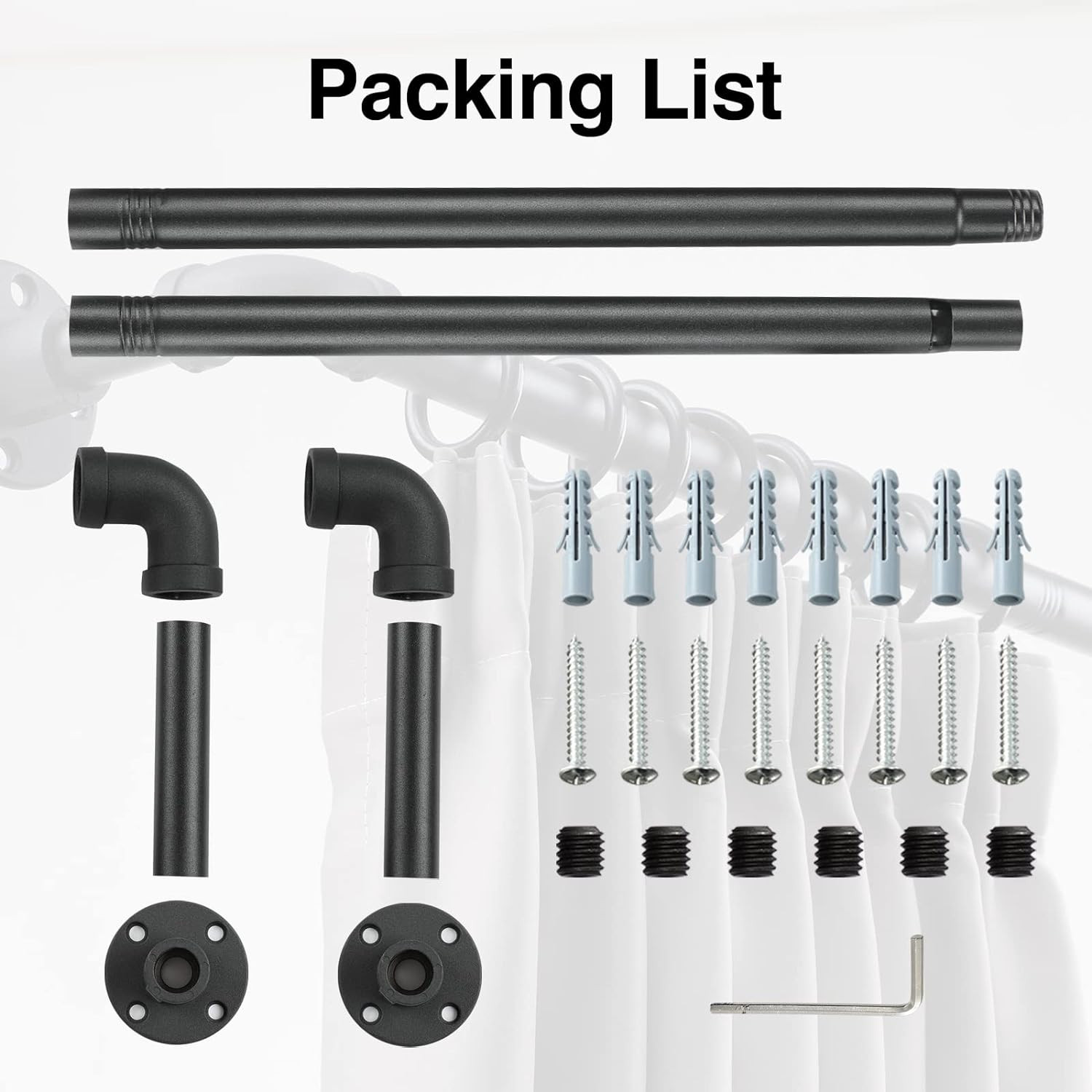 16" to 28" Long Window Curtain Rod Sturdy hanger Wall-Mounted for Window Closet