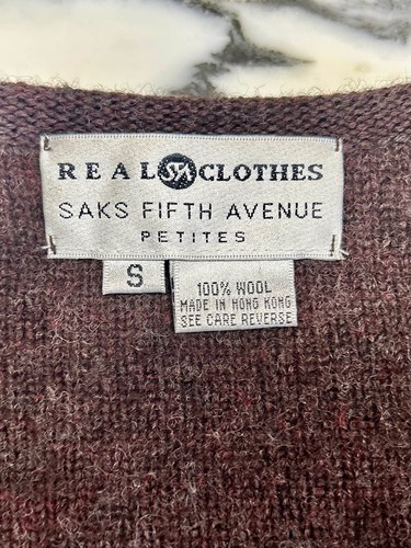 Vintage Saks Fifth Avenue sweater Brown Wool Petite S Luxury - Picture 7 of 11