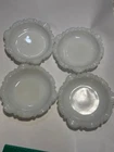 Vintage Milk Glass Ashtrays Anchor Hocking Style Set of 4 Scalloped 4”