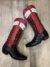 Stallion Alligator Boots Sz 13 – Custom Ace Card & Cactus Inlay Handmade Exotic