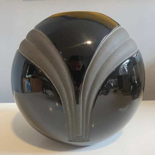 Haegar Pottery Ceramic Art Deco Round 1980s 4387 Huge! Vase  Black 9” Mint