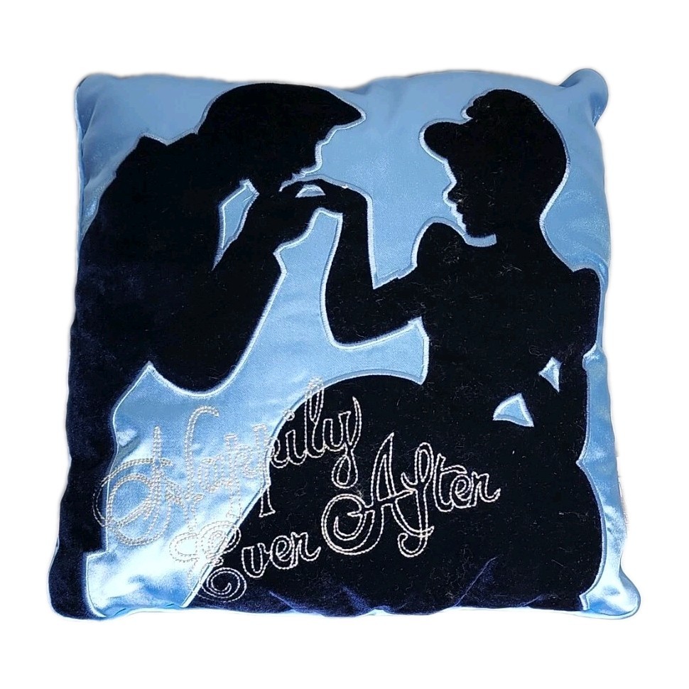 Almohada de felpa Cenicienta Walt Disney World Príncipe encantador. 14 x 14 Azul Negro