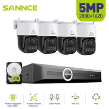 SANNCE 5MP CCTV System Two-Way Audio Colorvu POE IP Camera 6MP 8CH NVR Pan Tilt