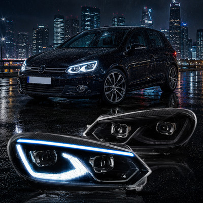 Headlights For 2010-2014 VW Golf 6 MK6 LED Projector Sequential Animation DRL