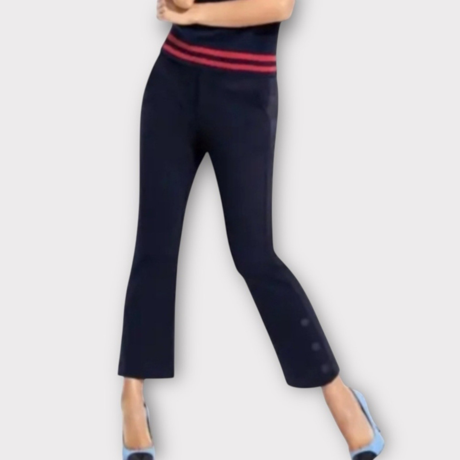 Pantaloni Cabi Keen Kick Flare Donna 6 Blu Navy Ponte Maglia Caviglia Crop Carriera