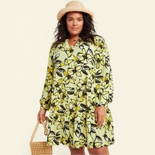 Anthropologie Maeve CitrusYellow Amber Tiered Dress, Size L, MSRP 148