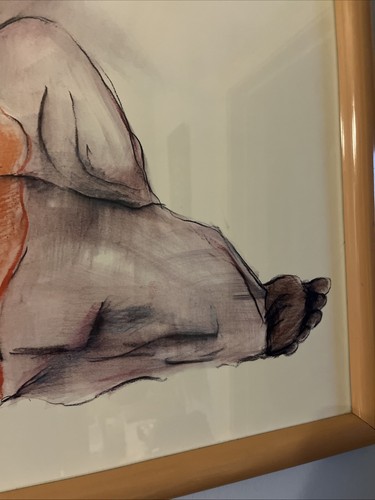 R.C. Gorman Seated Woman Orange 1977 Framed 23.5 X 29.5 - Picture 5 of 9