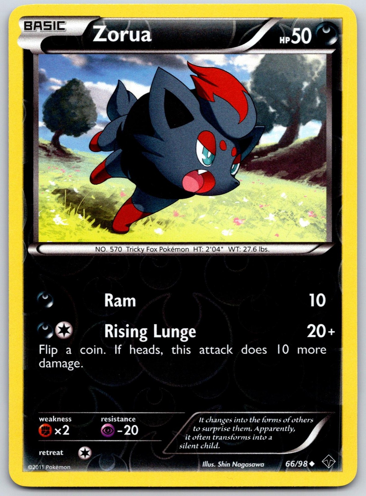 POKEMON EMERGING POWERS ZORUA 66/98 UNCOMMON REVERSE HOLO NM