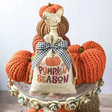 Handcrafted Burlap Pumpkin Sack | Fall/Autumn Cozy Mini Bag Seasonal Decor