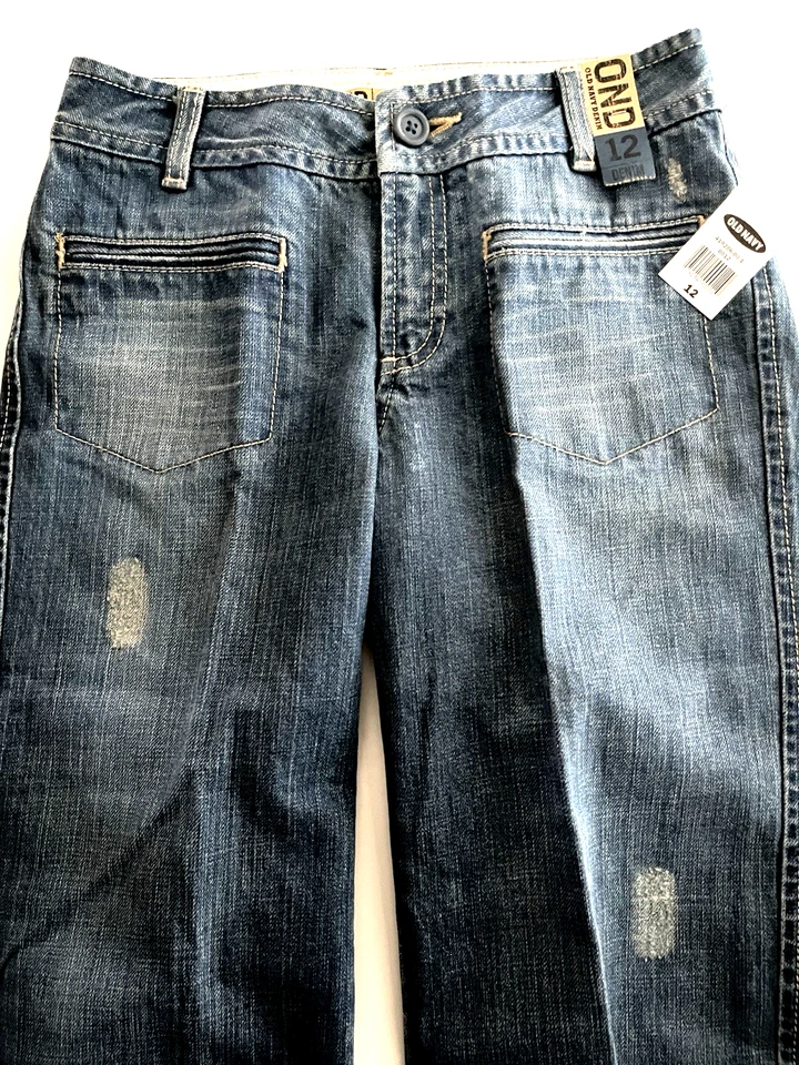 JEANS CAPRI CROP DENIM AZUL MARINO ANTIGUOS PARA NIÑAS TALLA 12 NUEVOS CON ETIQUETAS Foto 2 de 3