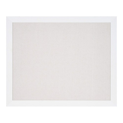 DesignOvation Beatrice Framed Linen Fabric Pinboard, 27x33, White, Rustic Wal... - Picture 3 of 7