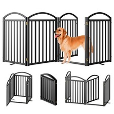 SNUOWU 4 Panels Full Matel Freestanding Dog Gates with Door, 96"Extra Wide 32...