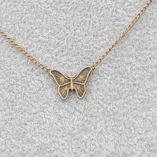 Vintage Tiny Butterfly Pendant Necklace Gold ...