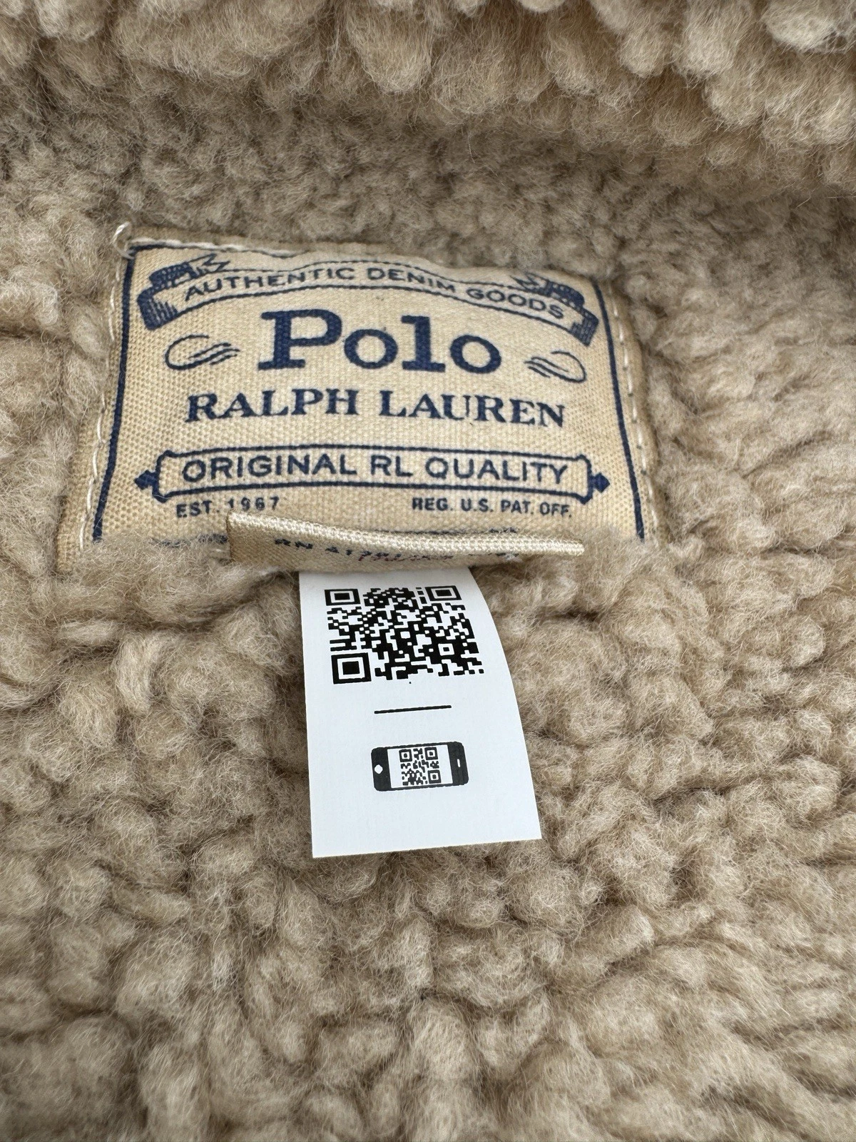 Polo Ralph Lauren Sherpa Fleece Lined Denim Trucker Jean Jacket Men’s Size L - product detail image 18