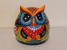 Ceramic Owl Mexican Flower Pot, Colorful Owl Gifts, Talvera Pottery