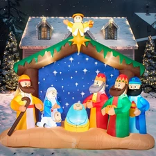 8FT Nativity Scene Christmas Inflatable LED Outdoor Yard Garden Lawn Decor Xmas!
