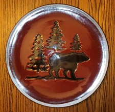 Home Studio Woodland Collection 11 Inch Dinner Plate Bear Pine Tree