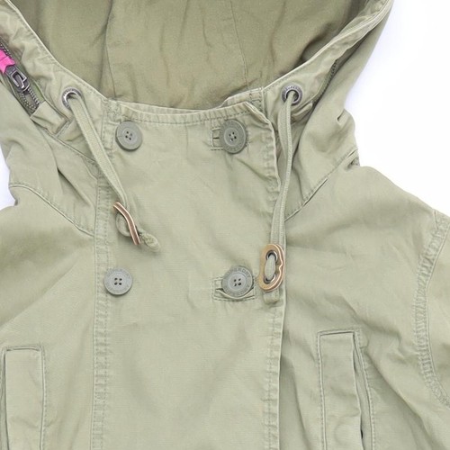 SuperDry Women's Green Military Jacket M Cotton Hooded Canvas - Picture 7 of 12