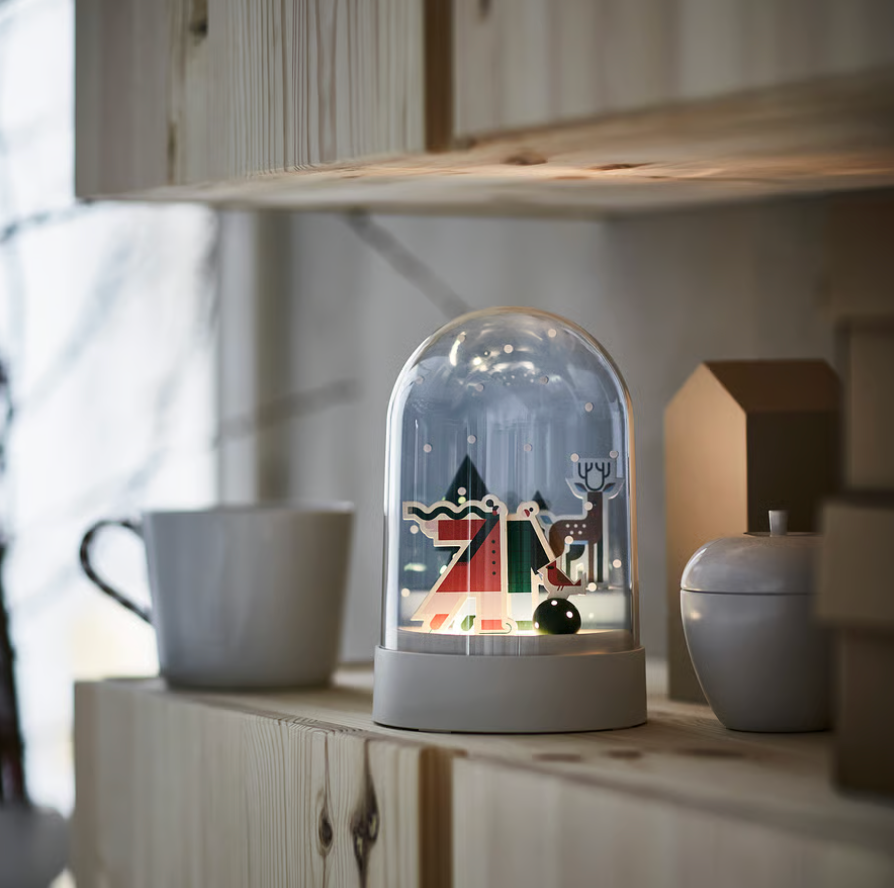Ikea STRÅLA Table lamp, snowy night/battery operated dome - NEW