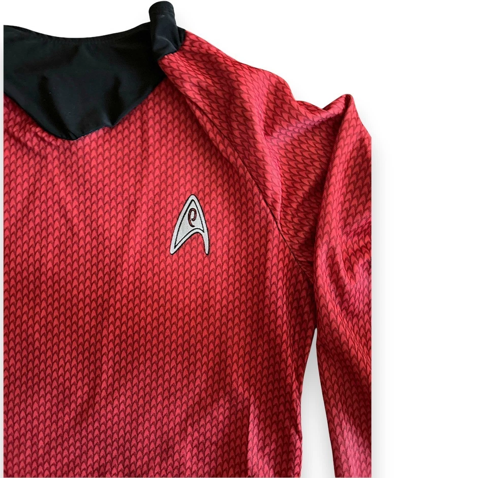 "Disfraz de camisa roja Star Trek manga larga para hombre pecho 40"" 26"" largo" Foto 4 de 4