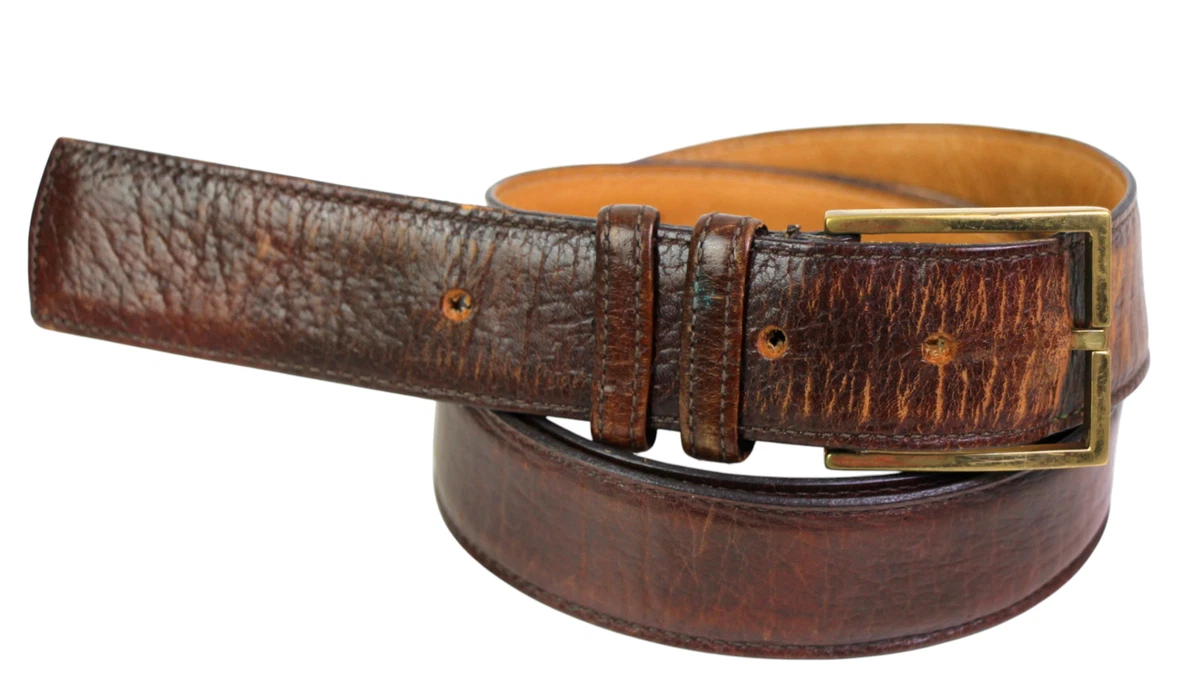 Vintage Dooney & Bourke All-Weather Tan Pebbled Leather Unisex Dress Belt 30-32 Dooney & Bourke Leather with Vintage Belts for Men for sale  main image 2