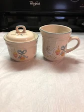 Internalional China Marmalade Cream Sugar/Lid Vintage Stoneware Geese Kitchen