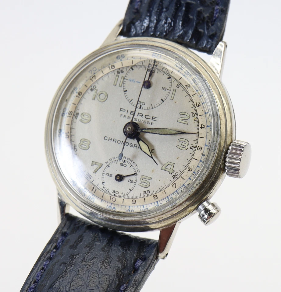 Pierce Vintage 1940s Mono-pusher Chronograph Watch Tachymeter Telemeter Dial - Image 4 of 4