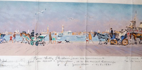 French Impressionism, hand colored lithograph # 20/30 "Lido Venice" signed, 1921 - Picture 6 of 11