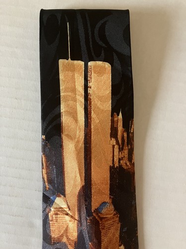 Fratello Men's Necktie Tie Polyester WTC World Trade Center Twin Towers Jacquard - Picture 2 of 7