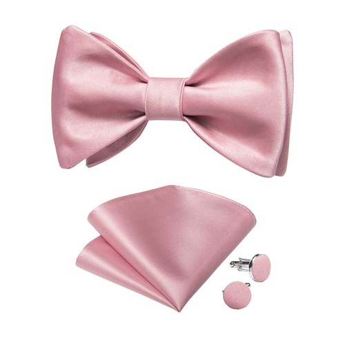 Striped Black Mens Bow Tie Set Hakerchief Cufflinks Wedding Prom Gift 3pcs Set - Picture 301 of 324