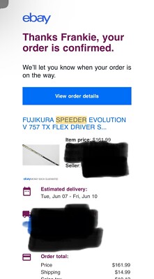 70 G Fujikura Speeder Evolution V 757 TX Flex Driver Shaft
