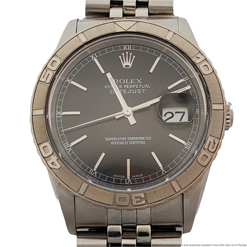 Incredible Rolex Datejust Thunderbird 16264 White Gold SS Mens Watch Paper