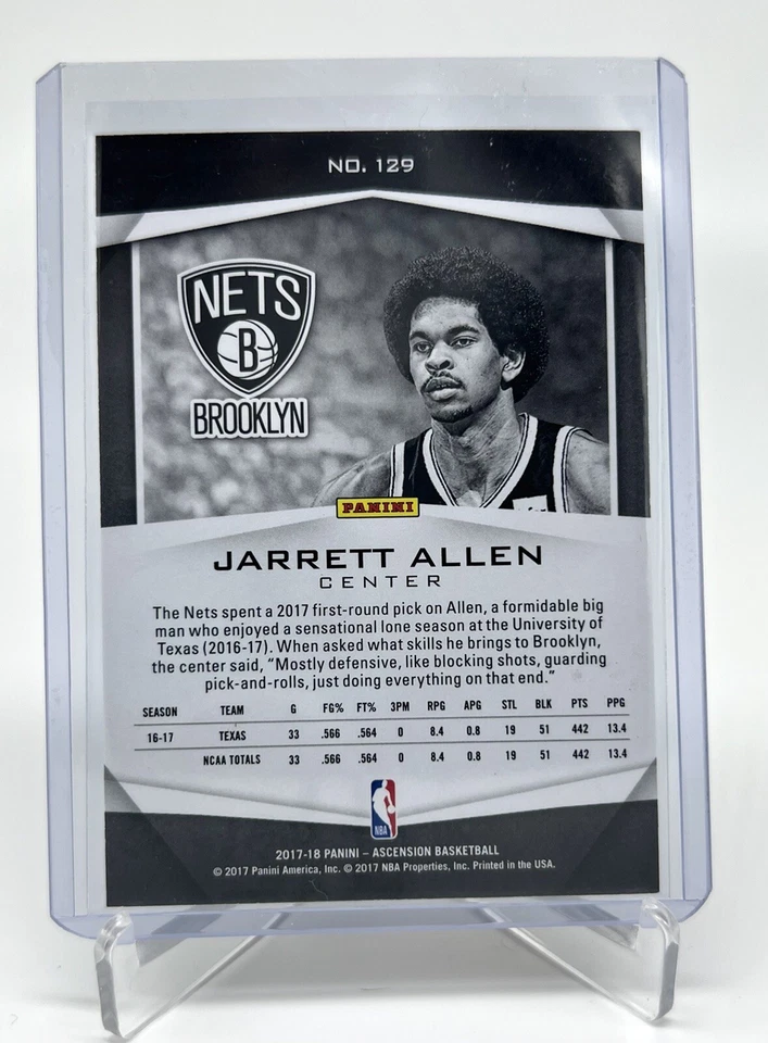 2017-18 Panini Ascension Base Red SP #d 36/75 Jarrett Allen RC #129 Rookie NETS - Image 2 of 2