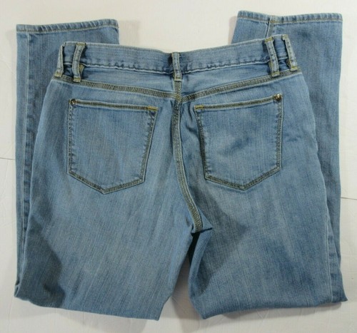 Eddie Bauer Women's Faded Stained Boyfriend Relaxed Fit Button Fly Blue Jeans P4 - Picture 4 of 8