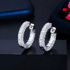 Gorgeous Mirco Pave CZ Tiny Round Circle Hoop Earring for Cocktail Party Jewelry