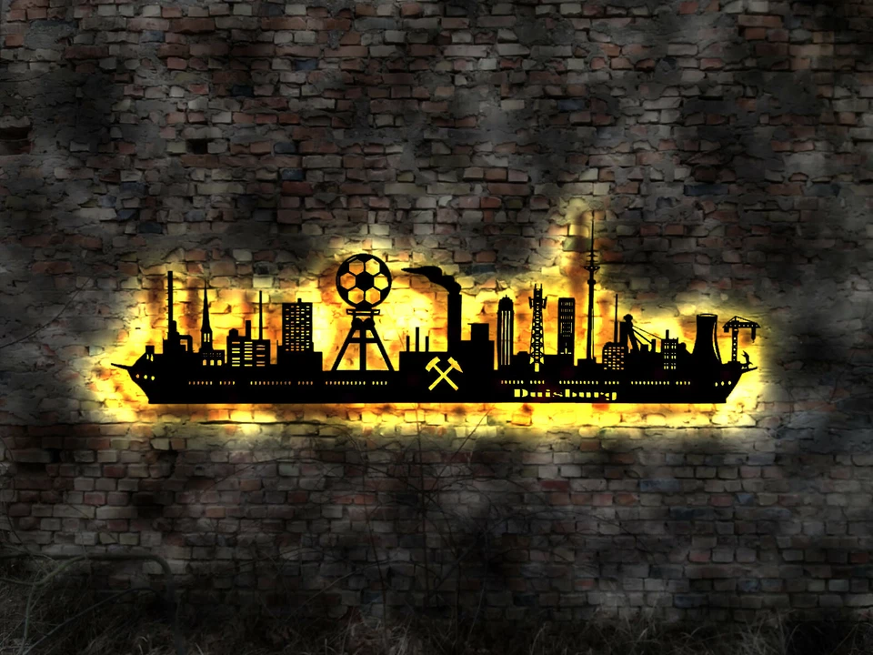 MMV 3D LED Duisburg Wandtattoo Skyline Wandsticker Aufkleber Poster Tasse Cap sign
