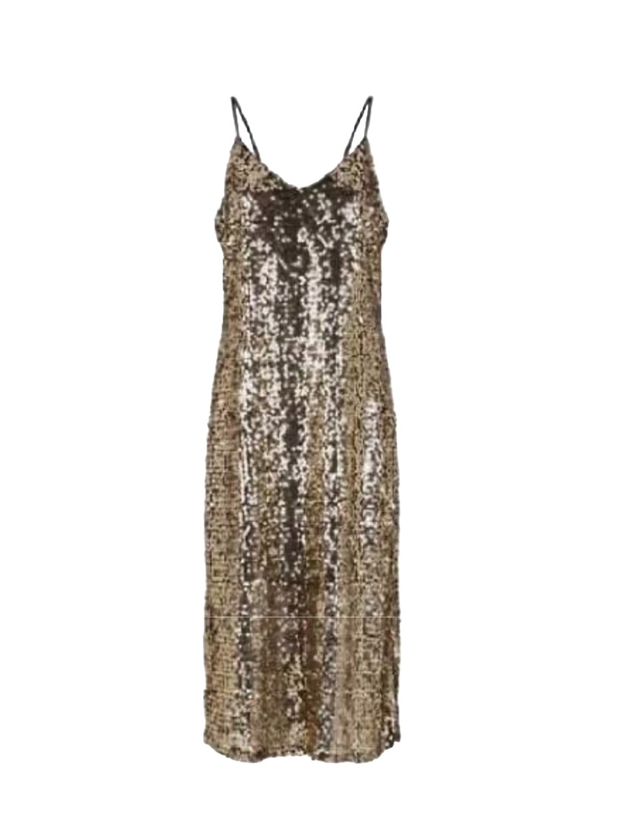 gold glitter slip dress O’Dells Shop Sequin NWOT Metallic