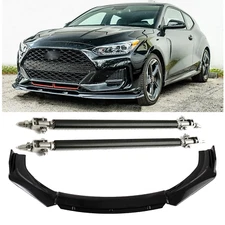 Bumper Lip Spoiler Splitter Body Kit + Strut Rods Glossy For 2012-2021 Hyundai