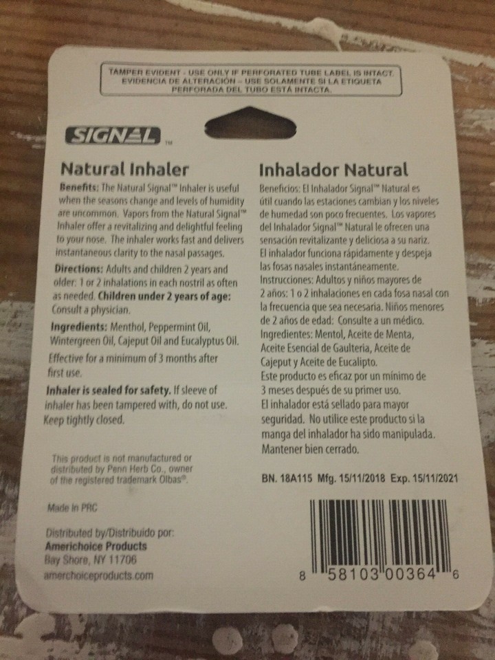Signal Natural Inhaler Aromatherapy - Essential Oils - For Allergies ...