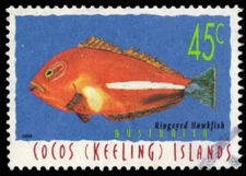 COCOS ISLANDS 307 (SG334) - Indian Ocean Fish "Ringeyed Hawkfish" (pf67422)
