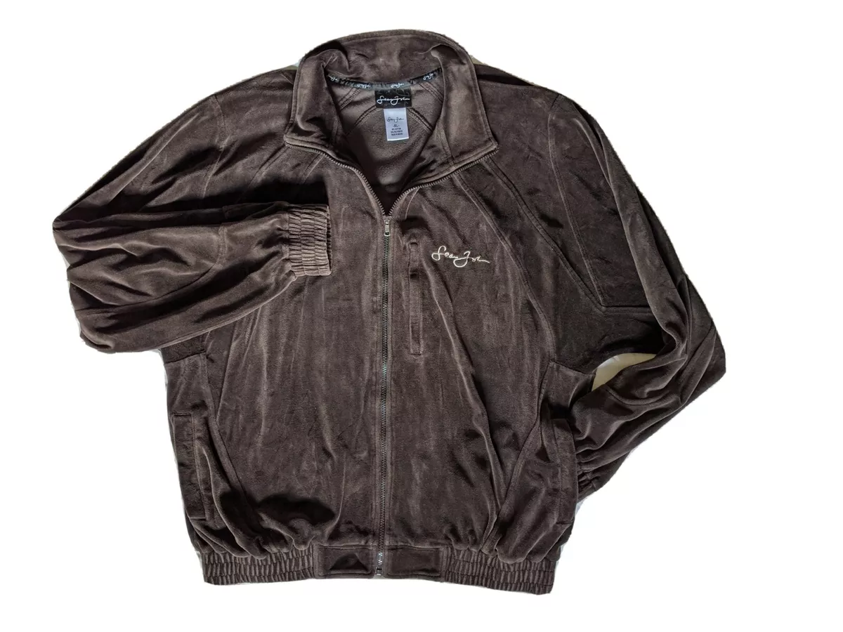 1990s Vintage Sean John Brown zip Track Jacket Men XL Velour