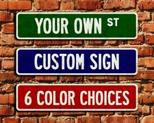 Personalized Metal Street Sign Vintage-Style with Weathered Appearance - 4" x 18