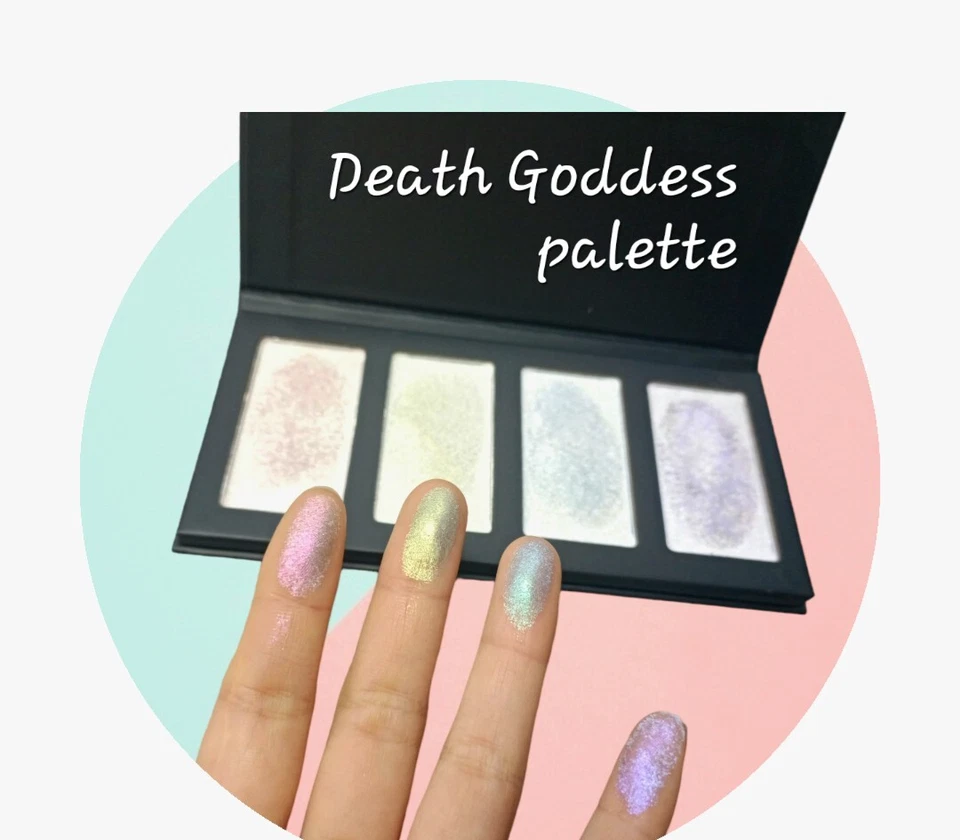 Eyeshadow & Highlighter PALETTE 4 Iridescent Duochromes Shades GODDESS - Image 3 of 4