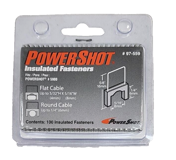 PowerShot 100 Insulated Fasteners 97559 For 5/32 X 5/16 Flat Cable Or